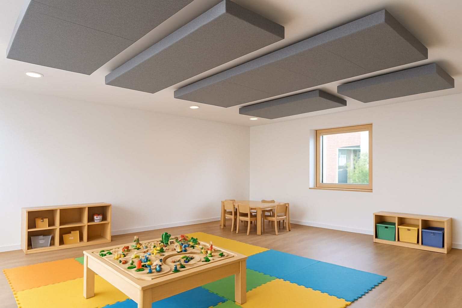 Akustikpaneele an der Decke in Schulen & Kindergärten