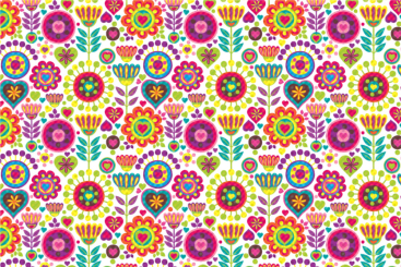 Frottee mit Fleece - Hippie-Blumen 