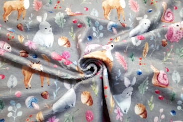 Frottee mit Fleece - Aquarell-Tierchen 