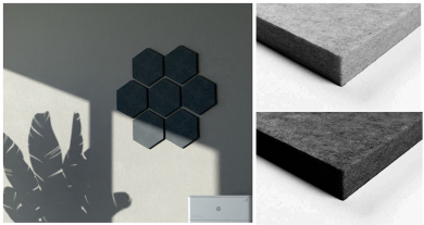 Blue Fiber Akustikpaneel Wand - inkl. Befestigung - Hexagon 25 