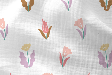 Double Gauze - Blüten in Pastell 