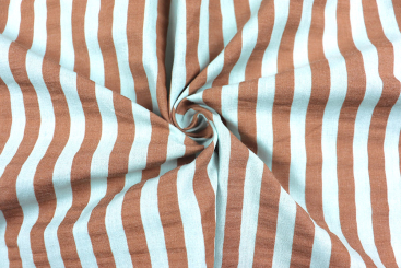 Seersucker mit Streifen - Camel/Mint 