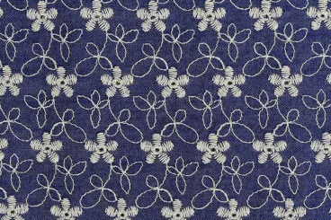 Denim - Blüten-Stickerei 