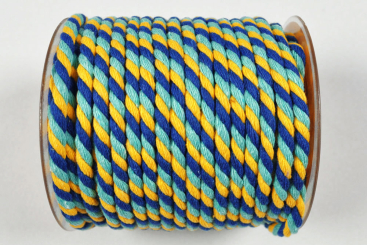 Kordel-Meterware - Blau/Petrol/Gelb - 6 mm 