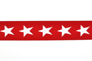 Gummiband - Stars - 40 mm - Rot 