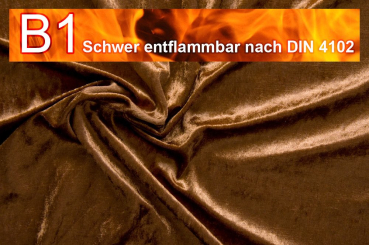 Pannesamt schwer entflammbar - Braun - 1,0 Meter Braun