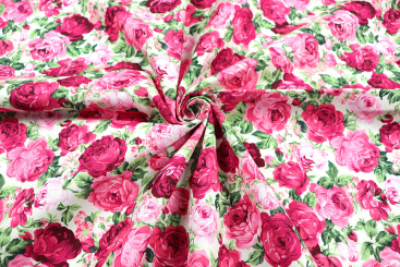 Baumwollstoff - Meer aus Rosen - Weiß 