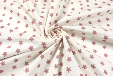 Bettwäsche-Stoff - Sterne - 295 cm - Weiß/Dusty Pink 
