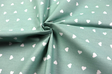 Bettwäsche-Stoff - Herzen - 295 cm - Mint 