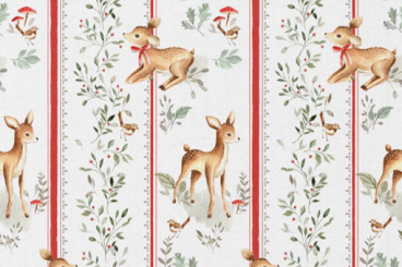 Baumwoll-Stoff mit süßen Rehkitz 