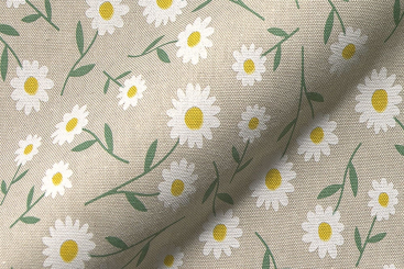 Dekostoff Leinenoptik - Gänseblümchen 