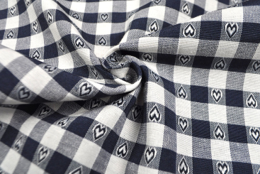Dekostoff - Herz-Vichy - 280 cm - Nachtblau 