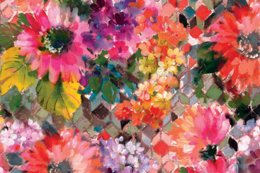 Dekostoff mit bunten Blumen - 280 cm 