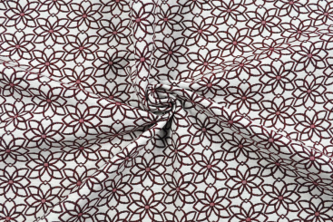 Dekostoff Jacquard - Flor de Alicante - Weiß/Rot 