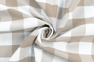 Jacquard-Dekostoff - Kariert - Beige 