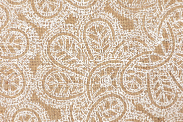 Beflockte Jute mit Spitzenmuster 