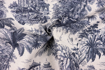 Leinen Dekostoff mit orientalischen Toile de Jouy 