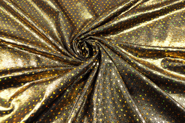 Tanzkleiderstoff - Hologramm-Effekt - Pünktchen - Schwarz/Gold 