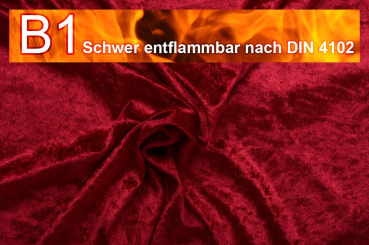 Pannesamt schwer entflammbar - Kirsch - 1,0 Meter Kirsch