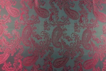Viskose-Taft - Paisley Jacquard Petrol/Bordeaux