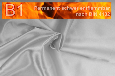 Satin permanent schwer entflammbar B1 - Silber - 2,0 Meter Silber
