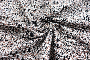 Strickstoff - Tweed-Optik - Schwarz/Braun/Weiß 