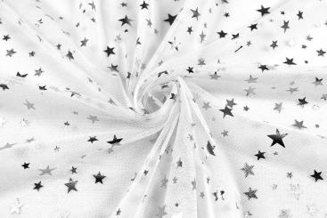 Mesh mit Sternchen - Weiß/Silber 