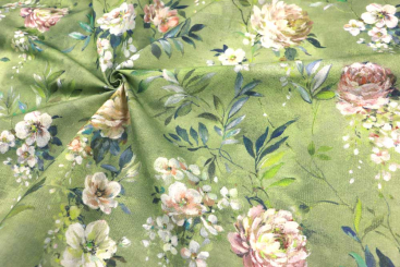Dekostoff mit Vintage-Rosen - Grün - 280 cm 