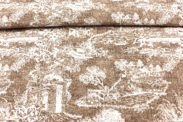Deko-Stoff mit romantischem Toile de Jouy - 280 cm - Sand 