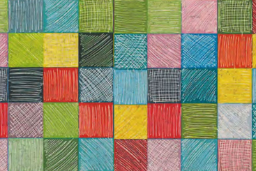 Korkstoff Digitalprint - Bunte Quadrate 