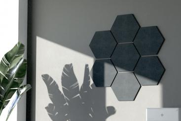 Blue Fiber Akustikpaneel Wand - inkl. Befestigung - Hexagon 40 Anthra Grey