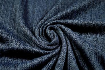Sweatshirt-Stoff - Zopfmuster Linn Nachtblau