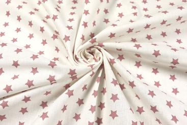 Bettwäsche-Stoff - Sterne - 295 cm - Weiß/Dusty Pink 