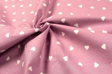 Bettwäsche-Stoff - Herzen - 295 cm - Dusty Pink 