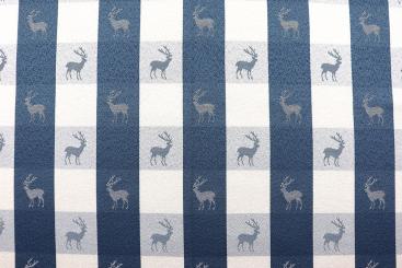 Jacquard-Dekostoff beidseitig - Landhaus-Karo - Blau 