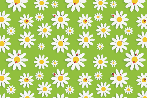 Wellness-Fleece - Margerite und Marienkäfer Grün