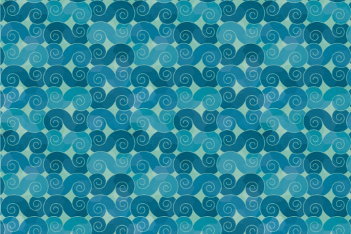 Frottee mit Fleece - Wellenmuster Blau