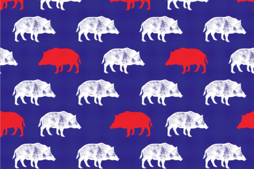 Kuschel-Fleece - Wildschweine Blau