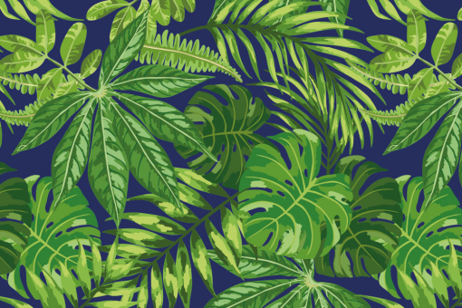 Samtstoff - Green Jungle Royalblau