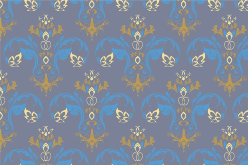 Samt-Stoff - Louis Moderno Blau/Gold
