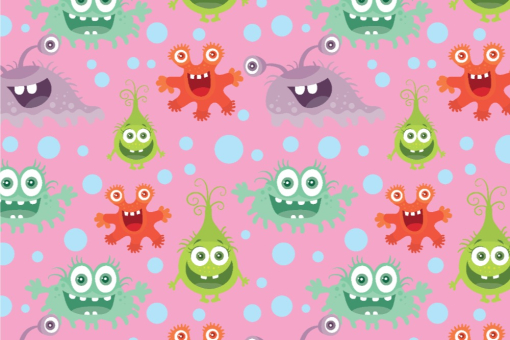 Baumwollstoff - Monster-Party Rosa