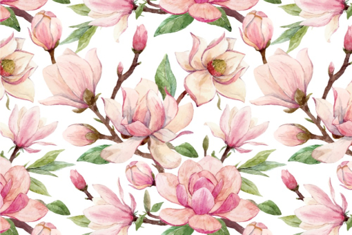 Dekostoff - Magnolien-Traum Weiß