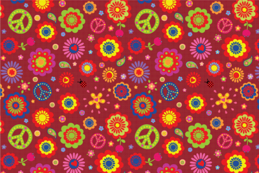 Polarfleece - Hippie-Blümchen Bordeaux