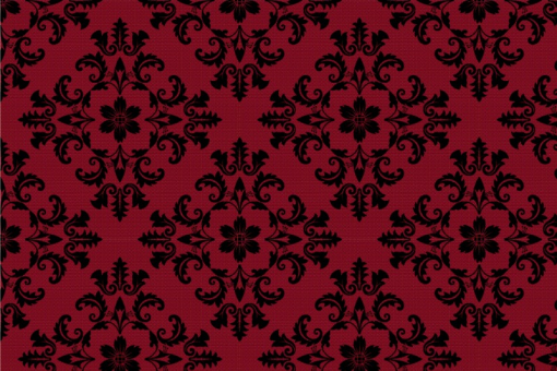 Pannesamt - Barock - Luxury-Ornament Schwarz/Rot