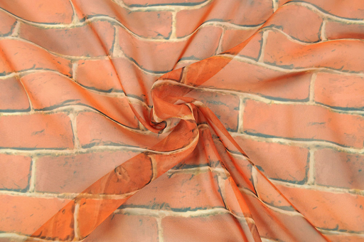 Voile-Stoff - Ziegelmauer 