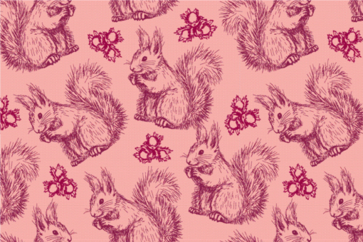 Squirrels - Dekostoff Rosa