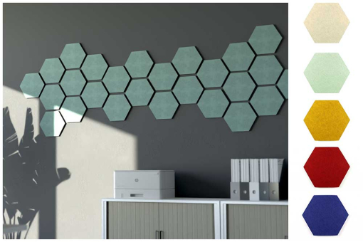 Blue Fiber Akustikpaneel Wand - inkl. Befestigung - Hexagon 25 