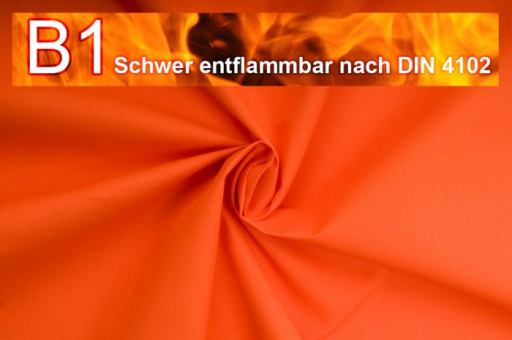 Baumwolle schwer entflammbar B1 - Orange - 1,0 Meter Orange