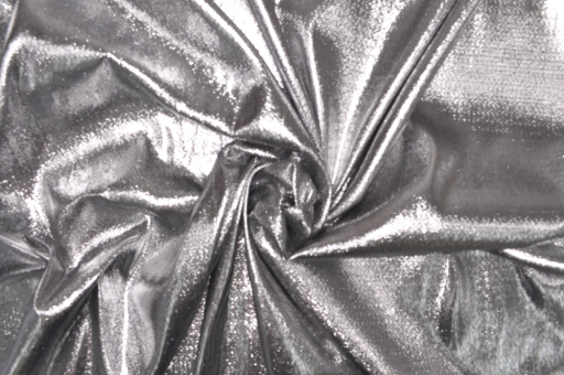 Glitzereffektstoff - schwer entflammbar - 300 cm Silber/Schwarz