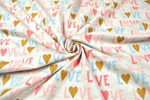 Jersey Glitzer - LOVE - Creme Melange 